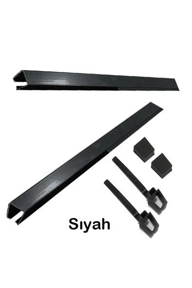 Ahşap Rustik Rayı, Kelepçe ve Kapak takımı Siyah ürün görseli 1