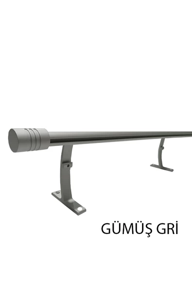20 mm Kornişli Dekoratif Alüminyum Tek Raylı Rustik  Perde Askısı Gümüş ürün görseli 1