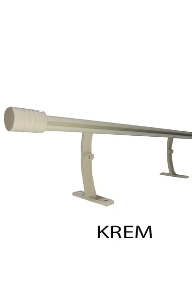 20 mm Kornişli Dekoratif Alüminyum Tek Raylı Rustik  Perde Askısı Krem ürün görseli 1