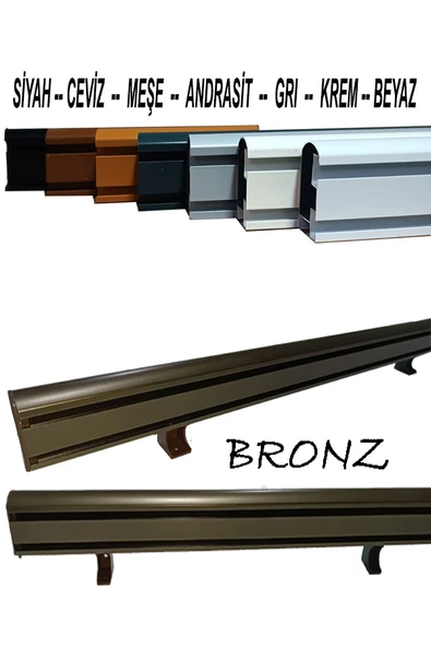Bronz Dekoratif Perde Ray Kornişi Alüminyum 2 KANALLI ürün görseli 1