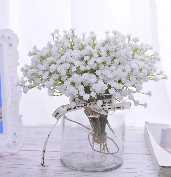 Nettenevime Yapay Çiçek Plastik Beyaz Cipso 5 Dallı 35cm ürün görseli 1