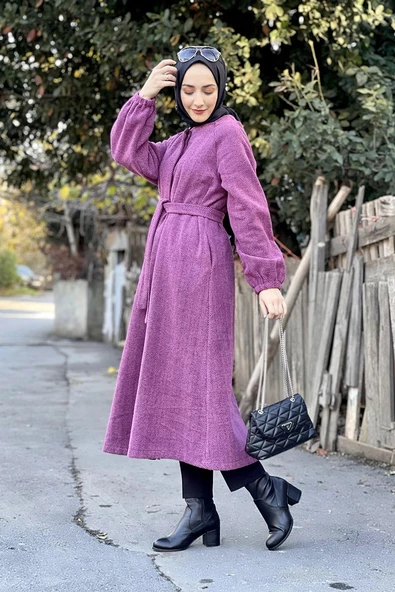 Düğmeli Kaşe Kap Mürdüm ürün görseli 1