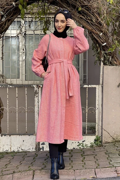 Düğmeli Kaşe Kap Somon ürün görseli 1