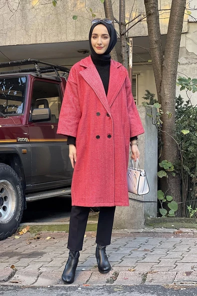 Kaşe Ceket Nar Çiçeği - Resim 3