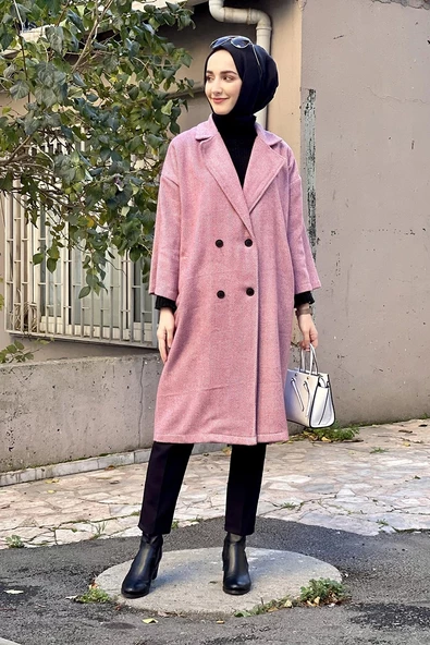 Kaşe Ceket Pudra ürün görseli 1