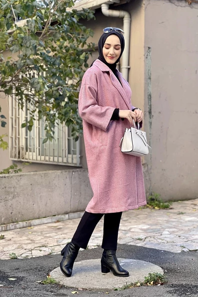 Kaşe Ceket Pudra - Resim 2