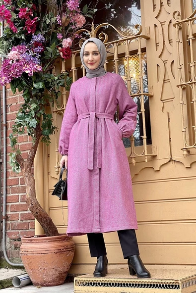 Düğmeli Kaşe Kap Gül Kurusu ürün görseli 1