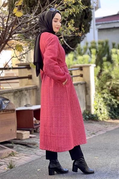 Düğmeli Kaşe Kap Nar Çiçeği - Resim 5