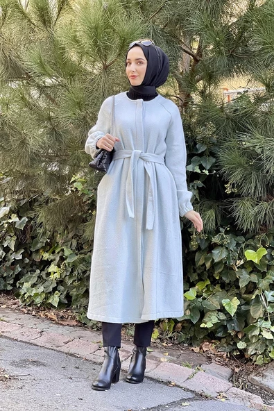 Düğmeli Kaşe Kap Bebe Mavisi - Resim 3