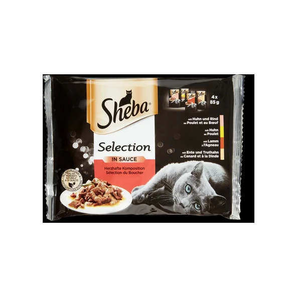 Sheba Etli Karışık Kedi Yaş Mama 4x85 Gr ürün görseli 1