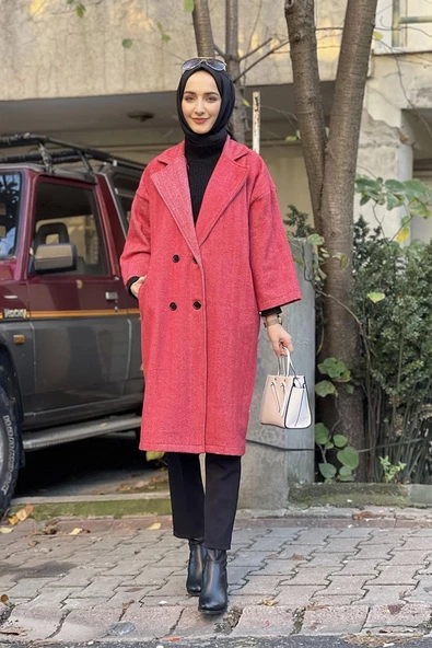 Kaşe Ceket Nar Çiçeği - Resim 2
