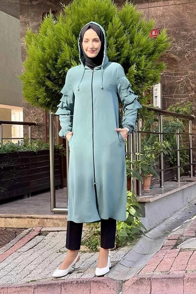 Kapişonlu Kap Çağla Yeşili - Resim 3