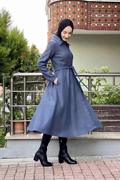 Mevlana Kaşe Kaban Lacivert - Resim 3