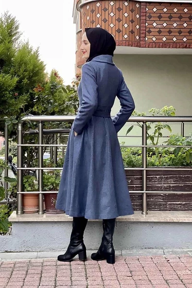 Mevlana Kaşe Kaban Lacivert - Resim 5
