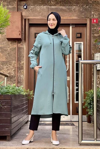 Kapişonlu Kap Çağla Yeşili - Resim 4