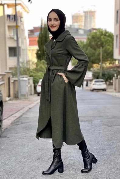 Kaşe Kaban Haki - Resim 4