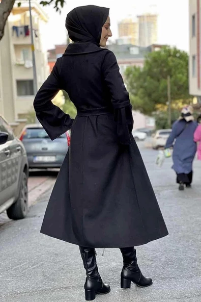 Kaşe Kaban Siyah - Resim 5