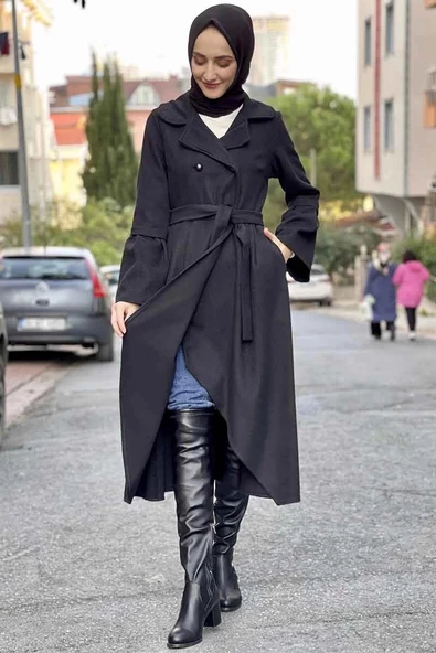 Kaşe Kaban Siyah - Resim 4