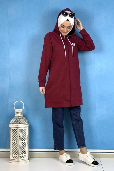 Fermuarlı Kap Bordo - Resim 4