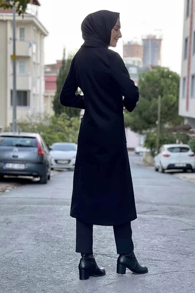 Kaşe Kaban Siyah - Resim 5