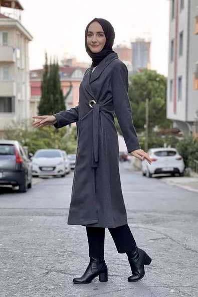 Kaşe Kaban Gri - Resim 3