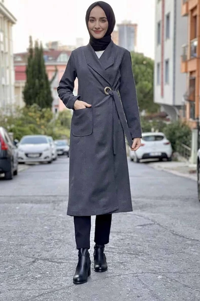 Kaşe Kaban Gri - Resim 2