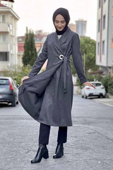 Kaşe Kaban Gri - Resim 4