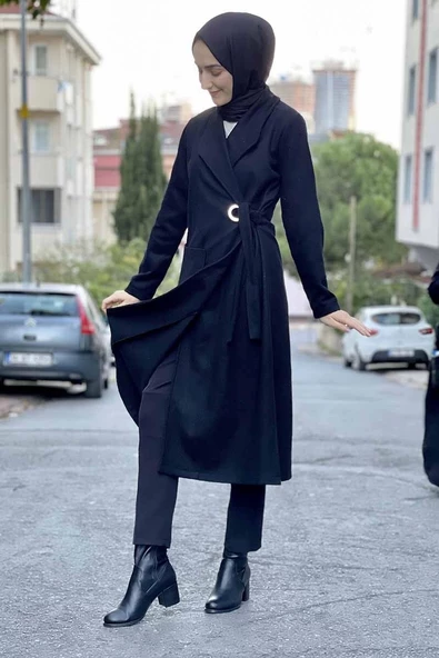 Kaşe Kaban Siyah - Resim 4