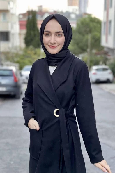 Kaşe Kaban Siyah - Resim 2