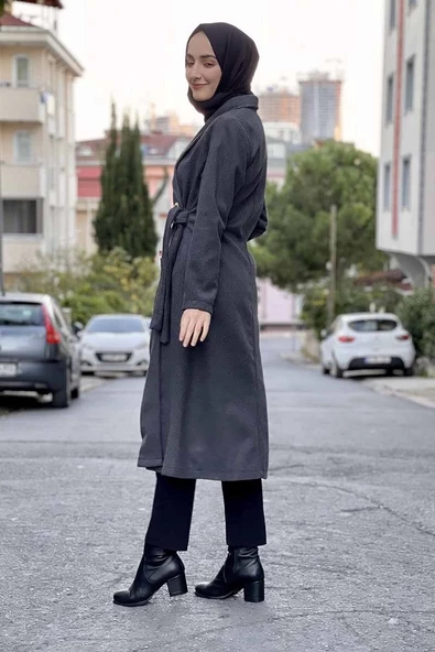 Kaşe Kaban Gri - Resim 5