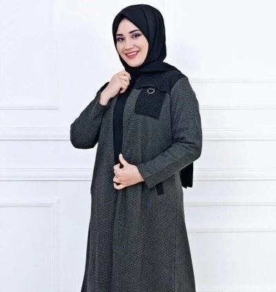 Omuzu Parçalı Haki Tesettür Kap ürün görseli 1
