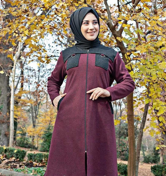 Omuzu Parçalı Vişne Tesettür Kap ürün görseli 1