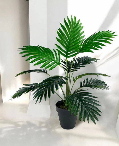 Nettenevime Yapay Ağaç Salon Bitkisi Areka Palmiye Siyah Saksıda 60cm 12 Yaprak Plastik ürün görseli 1