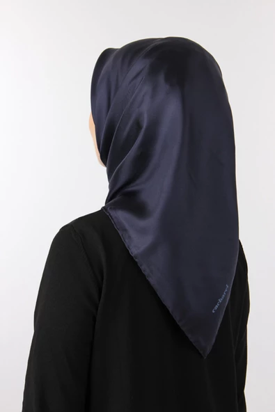 Kadın Lacivert Twill İpek Eşarp 7999313 - Resim 2