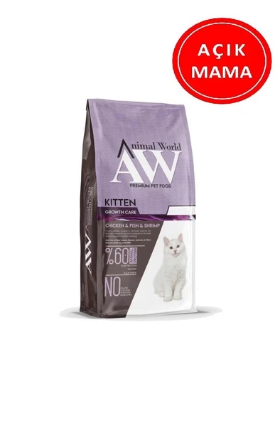 Animal World Tavuk Etli, Balık Etli ve Karidesli Kitten Yavru Kedi Maması 1 Kg AÇIK ürün görseli 1