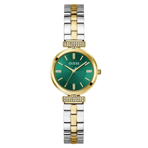GUESS GUGW0762L6 ALTIN KAPLAMA YEŞİL KADRAN TAŞLI KADIN KOL SAATİ ürün görseli 1
