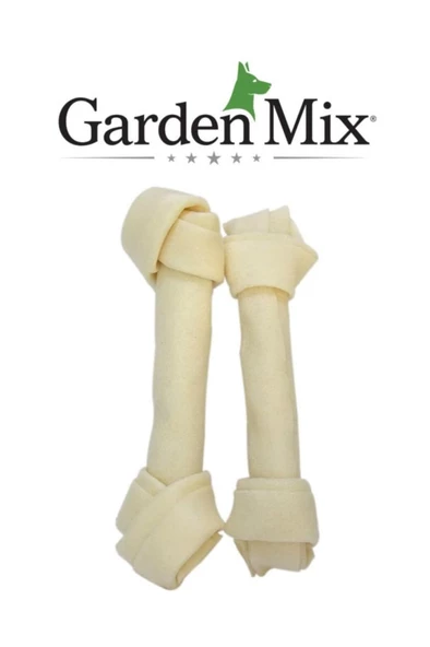 Gardenmix Beyaz Düğümlü Deri Kemik 7-7,5” – 2'li Paket ürün görseli 1