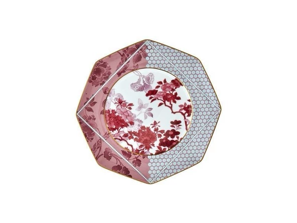 LAMEDORE TEA DELİGHT 17 CM PASTA TABAĞI PİNK REGENCY DAMASK 1 ADET ürün görseli 1