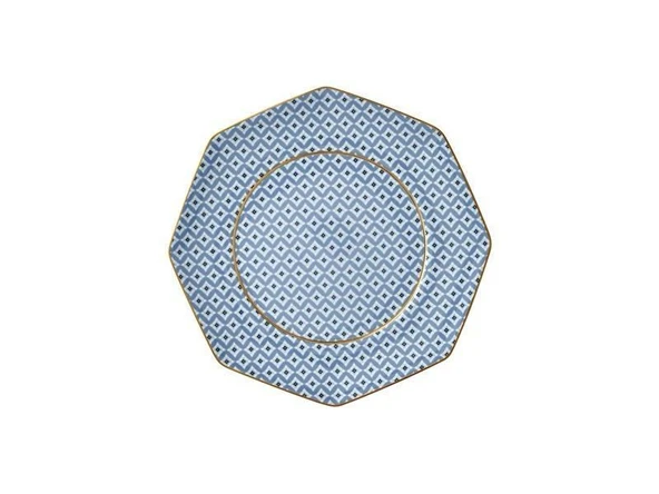 LAMEDORE TEA DELİGHT 17 CM BLUE REGENCY DAMASK 1 ADET ürün görseli 1