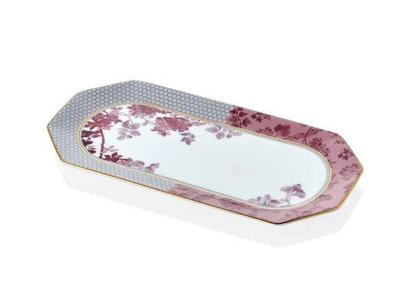LAMEDORE TEA DELİGHT 25 CM KAYIK TABAK PİNK REGENCY DAMASK 1 ADET ürün görseli 1