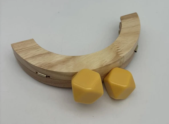 Angel Çanta Aksesuar 14 Cm  Oval Ahşap Burs Sarı Renk Toplu ürün görseli 1