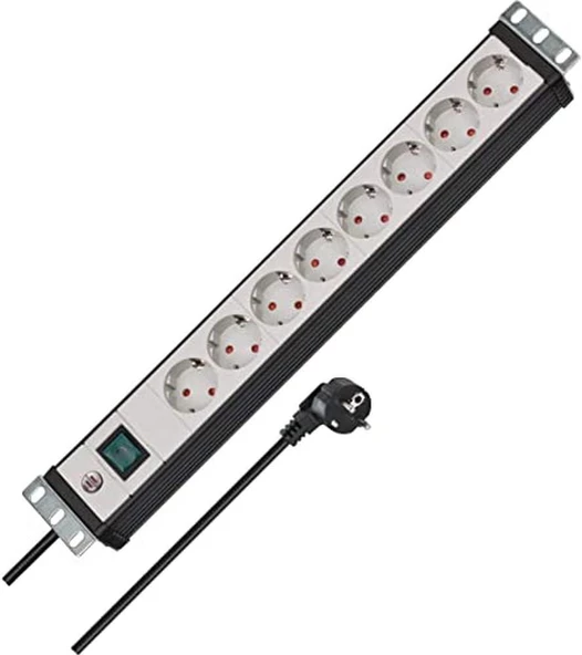 Brennenstuhl Premium-Line 8 Soketli Anahtarlı 3 Metre Kablolu  Server Dolabı Uyumlu 16 A Priz ürün görseli 1