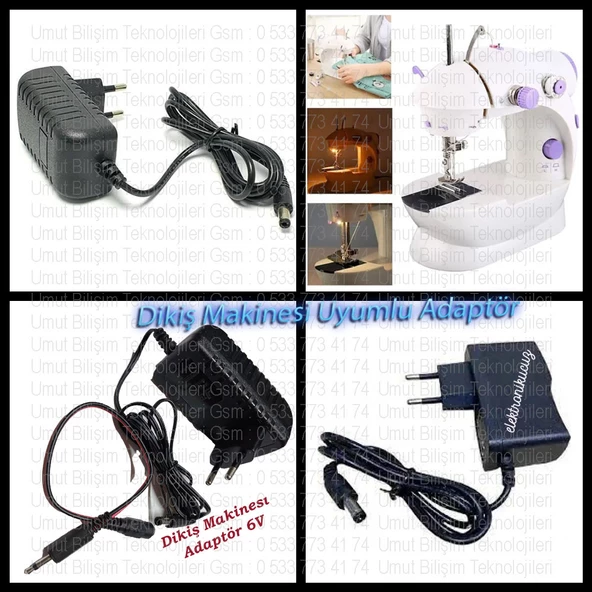 KİWİ 3010 EL DİKİŞ MAKİNESİ UYUMLU ADAPTÖR Dikiş Makinesi Adaptörü 6v 600mA ve 800mA uyumlu (6V1A) ürün görseli 1