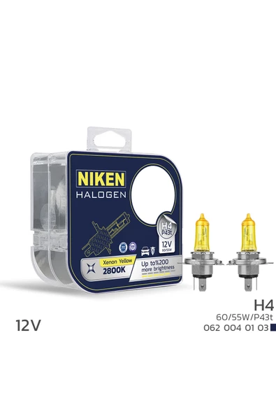 Niken Yellow 12V 55W H4 Halojen Sarı Işık Ampul 2800K 1550 Lumen ürün görseli 1