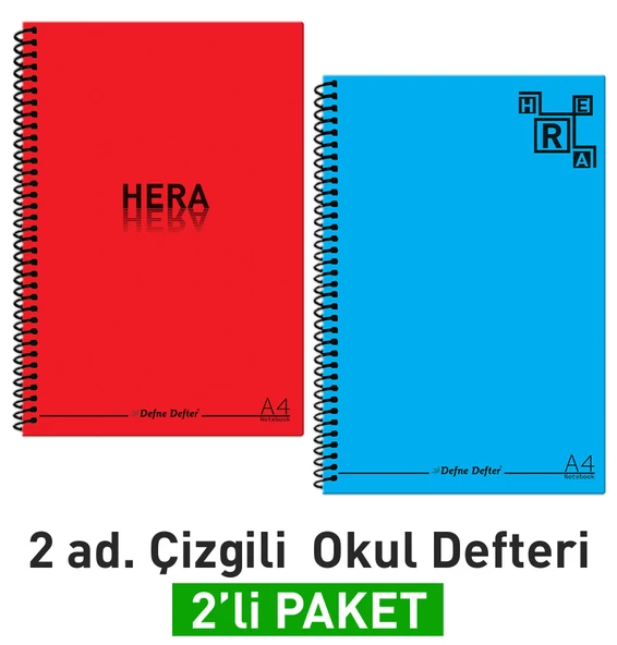 A4 Okul Defteri 144 Sayfa (72 YAPRAK) Spiralli, (2'li PAKET) Çizgili ürün görseli 1