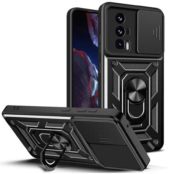 Xiaomi Poco F5 Pro Kılıf Magnetik Standlı Kamera Korumalı Sürgülü Vega Kapak Kılıf ürün görseli 1