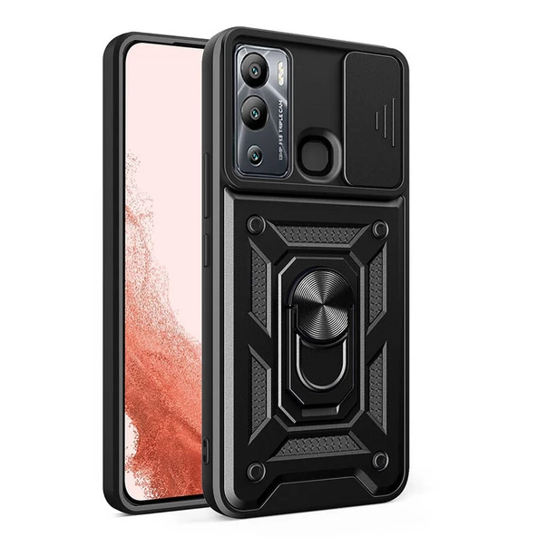 İnfinix Hot 20i Kılıf Magnetik Standlı Kamera Korumalı Sürgülü Vega Kapak ürün görseli 1
