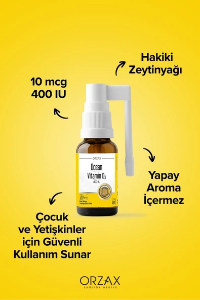 Ocean Vitamin D3 400 IU Sprey 20 ml - Resim 3