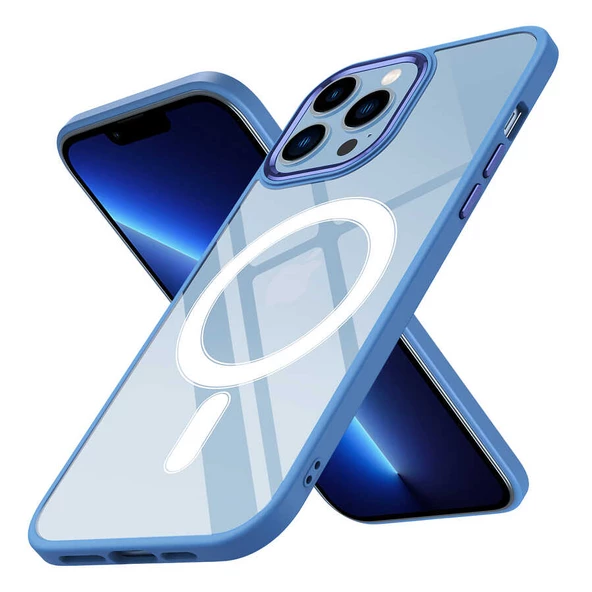 iPhone 12 Pro Kılıf Wireless Şarj Özellikli Krom Magsafe Silikon Kapak ürün görseli 1