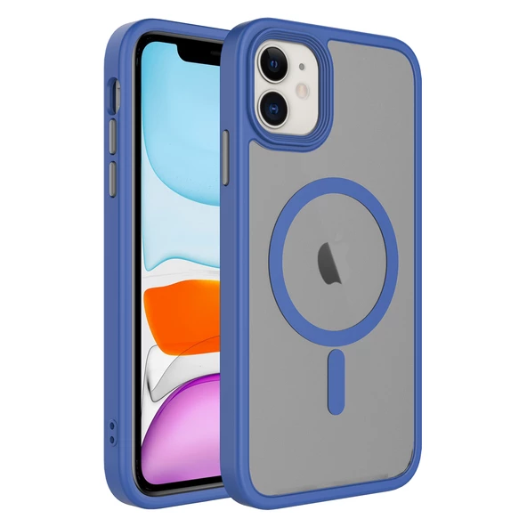 iPhone 11 Kılıf Mat Arka Yüzey Wireless Şarj Özellikli Flet Magsafe Kapak ürün görseli 1